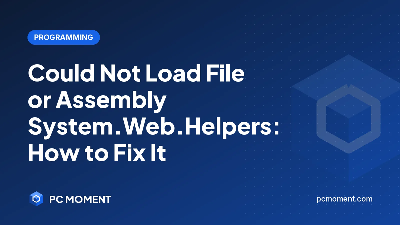 PC Moment title card for Could Not Load File or Assembly System.Web.Helpers
